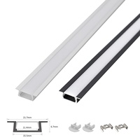 Profilé en aluminium pour bande LED 022A, encastré, en alliage d'aluminium 6063 anodisé, canal lumineux à rainure en T, série 6000