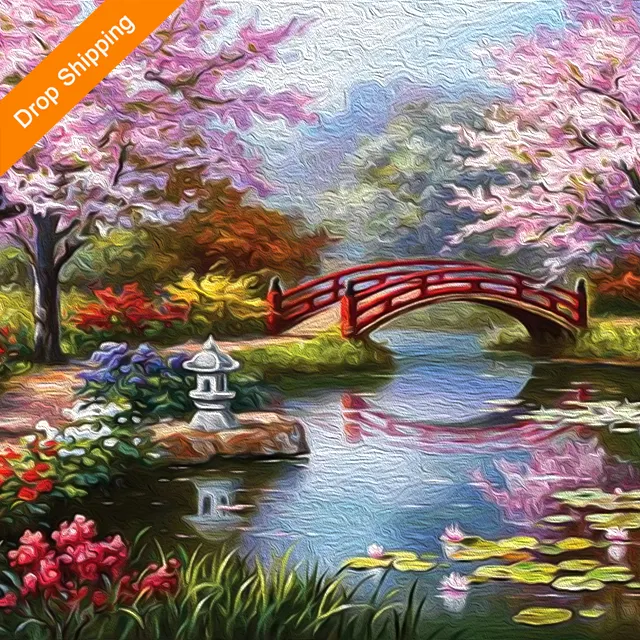 Wholesale DIamond Painting Landscape Diy Full Diamond Embroidery Stickers Picture Set Of Rhinestone Home Wall Painting