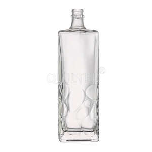 Botella de cristal supertransparente cuadrada plana de 750ml al por mayor para Ginebra, vino, whisky, vodka, brandy, bebida, sellado de corcho - Product Image 1