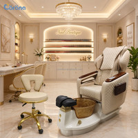 Fauteuil de pédicure électrique inclinable et réglable avec bain de pieds à remous sans tuyauterie et massage pour salon de manucure
