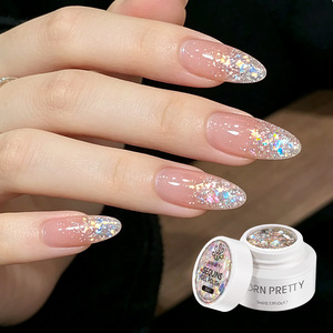 Gel UV à paillettes effet diamant écrasé pour ongles, populaire, super scintillant, polyvalent, à retirer par trempage, pour nail art, vente en gros - Product Image 1