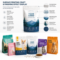 Sachet personnalisé imprimé de qualité alimentaire, robuste, à fond plat, refermable avec fermeture éclair, pour aliments secs pour chiens, chats et chatons