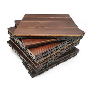 Dalles de terrasse extérieures en bois carbonisé, dalles de sol intérieures imperméables, dalles de terrasse emboîtables - Product Image 1