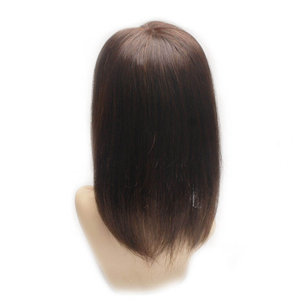 Perruque à clipser en cheveux humains lisses de 12 pouces, noir naturel brun, WIGTS, design coréen premium, volumisante - Product Image 3