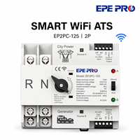 Interruptor de Transferencia Automática Inteligente WiFi EP2PC-125 2P 125A Monofásico de Doble Alimentación ATS para Energía Eléctrica Urbana y Generador