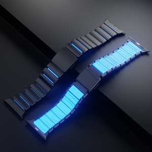 Bracelet de montre en titane luminescent pour Apple Ultra <span class=keywords><strong>3</strong></span> 2 Series 1110 9 SE, bracelet luminescent en acier inoxydable et silicone - Product Image 3