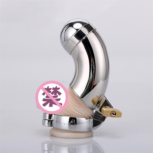 กรงไก่สเตนเลสพร้อมกรงล็อคอวัยวะเพศชายเซ็กซ์ทอยอุปกรณ์พรหมจรรย์สำหรับผู้ชาย - Product Image 5