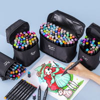 Ensemble de marqueurs de peinture à double tête tendance 2024, 24/36/48/80 couleurs, stylo à alcool huileux aquarelle pour étudiants, papeterie