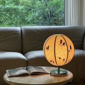 Retro Spherical Cotton Linen Table Lamp With Embroidered Design For Living Room Bedroom Bedside Use E26 LED 220V Switch Control - Product Image 1