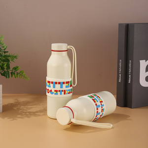 600ml Insulated Vacuum Flask With Silicone Rope And Sleeve Stainless Steel 316 Sports Water <b>Bottle</b> - Product Image 2