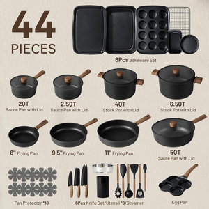 Juego de Utensilios de Cocina Antiadherentes de Titanio Ecológicos, Resistentes al Calor, con Tapa de Vidrio, Compatibles con Todo Tipo de Estufas - Product Image 3