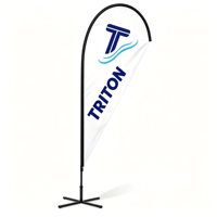 Drapeau plume publicitaire extérieur avec graphisme interchangeable pour affichage en centre commercial