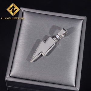 อินเทรนด์เย็นออกเครื่องประดับฮิปฮอปสีขาวและสีเหลืองสองโทน925เงิน VVS Moissanite จี้สายฟ้าแลบ - Product Image 4