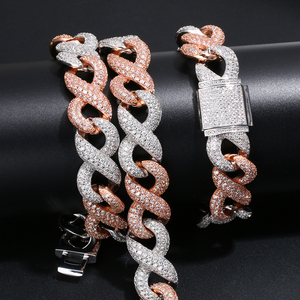สร้อยคอแบบ Cuban Link ชุบทอง <span class=keywords><strong>2</strong></span> สี ขนาด 16 มม. ประดับเพชรเทียม สำหรับผู้ชาย แบรนด์ Xs <span class=keywords><strong>Rapper</strong></span> Boy's Hop Jewelry - Product Image 3