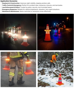 Paquete de 8 Luces LED Secuenciales de Advertencia para Conos de Tráfico de Emergencia de 360° ° Juego de Luces de Emergencia LED con Forma de Cono, con Certificación CE y RoHS - Product Image 4