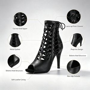 Bottines à lacets pour femmes, talons aiguilles, chaussures de danse jazz, semelle en daim, personnalisables pour la danse latine, bottines grandes tailles - Product Image 5