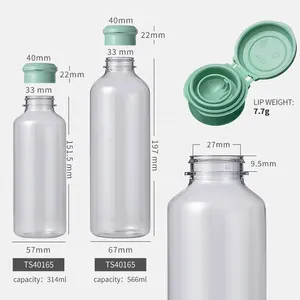 Factory wholesale PET 314ml 566ml flip top cap apple cider vinegar soy sauce plastic packaging bottle