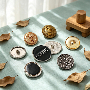 Boutons ronds en métal personnalisés avec logo en relief, à tige, à coudre, accessoires vestimentaires haut de gamme pour manteau - Product Image 2