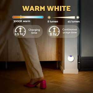 Lámpara LED Inalámbrica Inteligente con Sensor de Movimiento PIR, Funciona con Batería, Luces Nocturnas Atenuables, Luces para Escaleras y Caminos, Blanco Cálido, Minimalista - Product Image 4