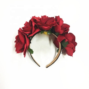 Diadema Floral para Fiesta <span class=keywords><strong>de</strong></span> <span class=keywords><strong>Halloween</strong></span>, Día <span class=keywords><strong>de</strong></span> <span class=keywords><strong>Muertos</strong></span>, Boda, Diadema Grande con Flores <span class=keywords><strong>de</strong></span> Rosa - Product Image 1