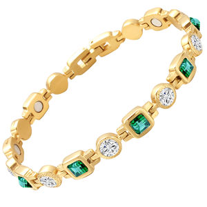 سوار مغناطيسي فاخر من العلامة التجارية JK بتصميم هندسي من الأحجار الطبيعية والراين للنساء، مصنوع من الفولاذ المقاوم للصدأ بألوان ذهبية/فضية/وردية، هدية مثالية - Product Image 4