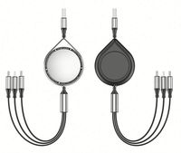 Cable de Datos USB Multifunción 3 en 1 de Carga Rápida 5A, Cable de Extensión Telescópico Universal