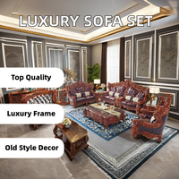 985 # Canapé d'angle de luxe en cuir antique de style européen et américain, double face, sculpté à la main, avec éponge de haute qualité, mobilier haut de gamme