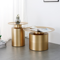 Ensemble de tables en métal doré en acier inoxydable de style industriel moderne, vente en gros pour hôtel, table basse, meubles de salon