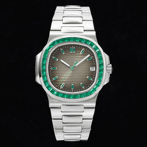 Montre intemporelle au design platine, boîtier octogonal rond, cadran noir dégradé, idéale pour les cadeaux de luxe et les dîners d'affaires - Product Image 1