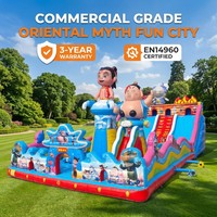 Structure gonflable commerciale à thème animaux avec toboggan, en PVC, capacité maximale 500 kg, pour location en parcs et fêtes foraines