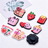 Breloque de chaussure en PVC détachable DIY, motif cœur dessin animé rétro, fleur, dessert, en caoutchouc souple, pour sabots et sandales, accessoires de décoration pour la Saint-Valentin