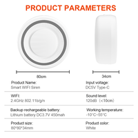 Nouvelle alarme sonore et lumineuse WIFI Tuya, niveau sonore 120 dB, 3 modes d'éclairage, prise en charge des accessoires DIY, prend en charge jusqu'à 50 capteurs RF