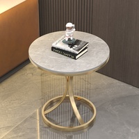 Table basse moderne de luxe avec plateau en ardoise et structure en fer, petite table d'appoint pour salon, table de balcon simple et mobile, durable