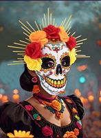 Masque de Fleur du Jour des Morts Mexicain, Masque de Squelette Fantôme, Maquillage de Fête d'Halloween, Masque Réutilisable en Mousse, Accessoire de Festival Très Vendu