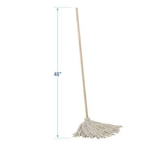 16 oz. Serpillère rectangulaire en coton blanc de 48 pouces Manche en chêne pour le nettoyage de la maison - Lot de 6 - Product Image 3