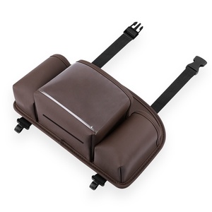 Organisateur de siège arrière de voiture en cuir PU avec porte-gobelet et compartiment à mouchoirs, sac de rangement suspendu de luxe pour SUV et berline - Product Image 3