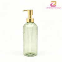 Flacon pompe transparent unique en PET pour lotion, cosmétique, shampoing, savon liquide, désinfectant pour les mains, 300 ml, avec finition électrolytique