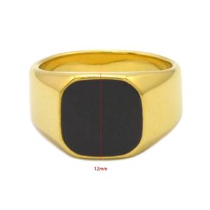 Hochwertiger schwarzer Emaille Custom Herren <span class=keywords><strong>ring</strong></span> Vergoldeter Edelstahl Schwarzer Tropf kleber <span class=keywords><strong>ring</strong></span> - Product Image 1