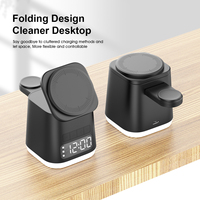 JMYTECH QI 15W 3 en 1 Lámpara Nocturna Magnética Plegable, Reloj Despertador, Estación de Carga Inalámbrica para iPhone, iWatch y Airpods