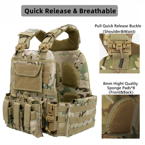 Taktische Weste mit Magazintasche, Molle-Angriffsweste, Schnellverschluss-Schutzweste, Plattenträger für Training und Einsätze - Product Image 5