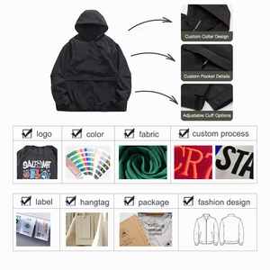 Abrigo con Capucha Ligero y Cortavientos para Hombre, Cierre Completo, Corte Holgado, Informal, para Caminar, Personalizable ODM - Product Image 3