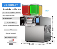 Machine à glace pilée automatique Oceanpolar quatre saveurs en acier inoxydable, 120 kg/24h, avec écran tactile et auto-nettoyage