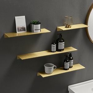 <strong>60CM</strong> Metal <strong>Floating</strong> <strong>Shelves</strong> Brushed Gold Wall Mounted for Bedroom Living Room Decorative Display <strong>Shelf</strong> - Product Image 4