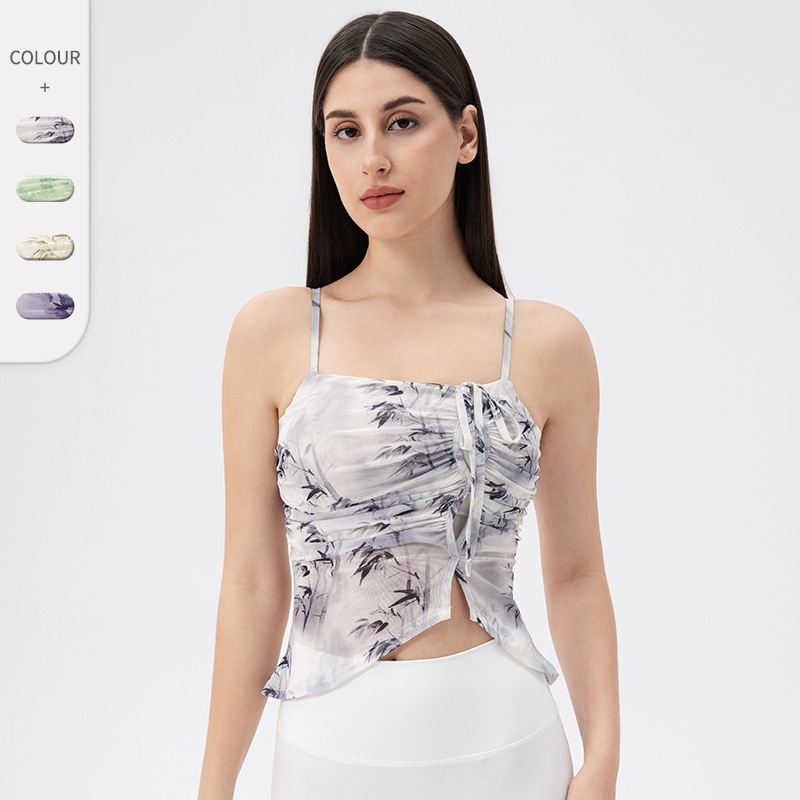 Women's Slim Fit Yoga Vest Breathable Dance Pilates Fitness Top Strapless Spandex/Nylon High-Waisted Drawstring Closure Solid