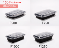 Conteneur alimentaire rectangulaire jetable en plastique transparent PP, biodégradable, sûr pour micro-ondes, emballage alimentaire très vendu