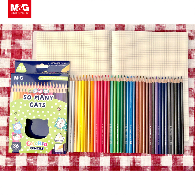 M&G "So Many Cats" Triangle Color Pencil  12 Assorted Colors for Kids