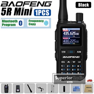 Baofeng 5R Mini Talkie-walkie double bande avec copie de fréquence Bluetooth et radio analogique - Product Image 1
