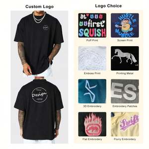 T-shirts à manches courtes pour hommes 100% coton OEM personnalisé vente en gros épaule lourde surdimensionnée écran 250gsm impression DTG - Product Image 3