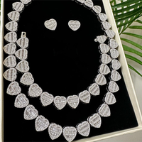 Hip Hop Icy Heart Collier Ensemble de bijoux Iced Out CZ Coeur Tennis Chaîne Ras Du Cou Diamant Coeur Baguette Tennis Collier Pour Femme