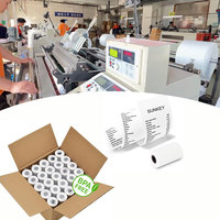 Papier de caisse enregistreuse sans BPA au prix d'usine, machine de point de vente, 57x40 mm, 57x30 mm, 80x80 mm, rouleau thermique, papier à noyau plastique pour banque